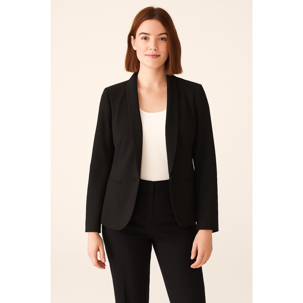 Ann Taylor Loft Black Blazer S Shawl Collar Single Button Classic Academia 89-27